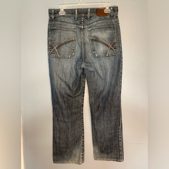 Y2K Tommy Hilfiger Jeans Men’s Size 31x34 Manhattan Bootcut Fit Blue/Gray Flag - Picture 8 of 16